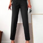 Pantalon dama office cu curele negru