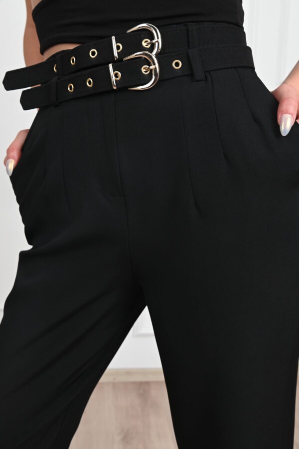 Pantalon dama office cu curele negru