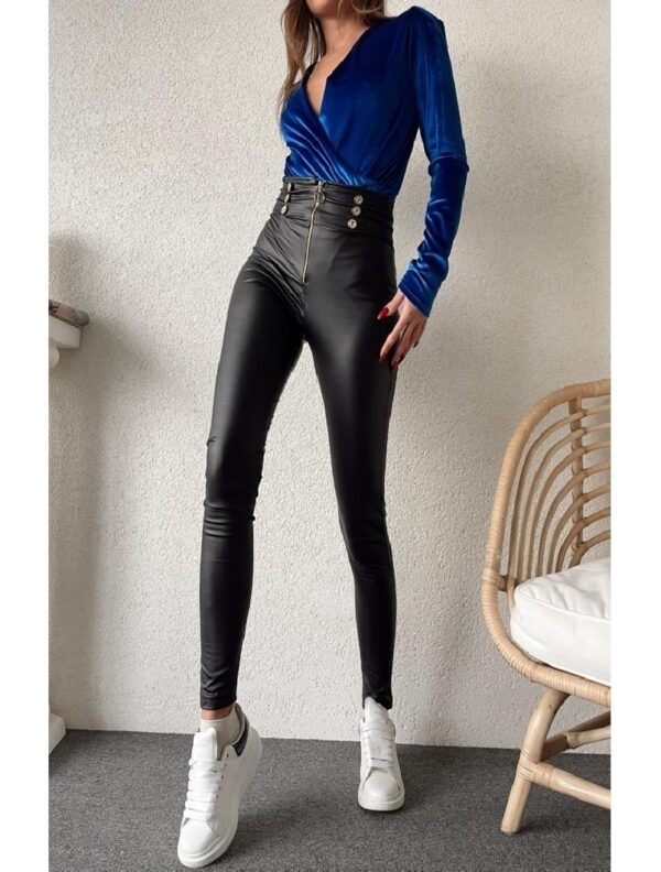 Pantaloni Dama Piele Ecologica Buttons