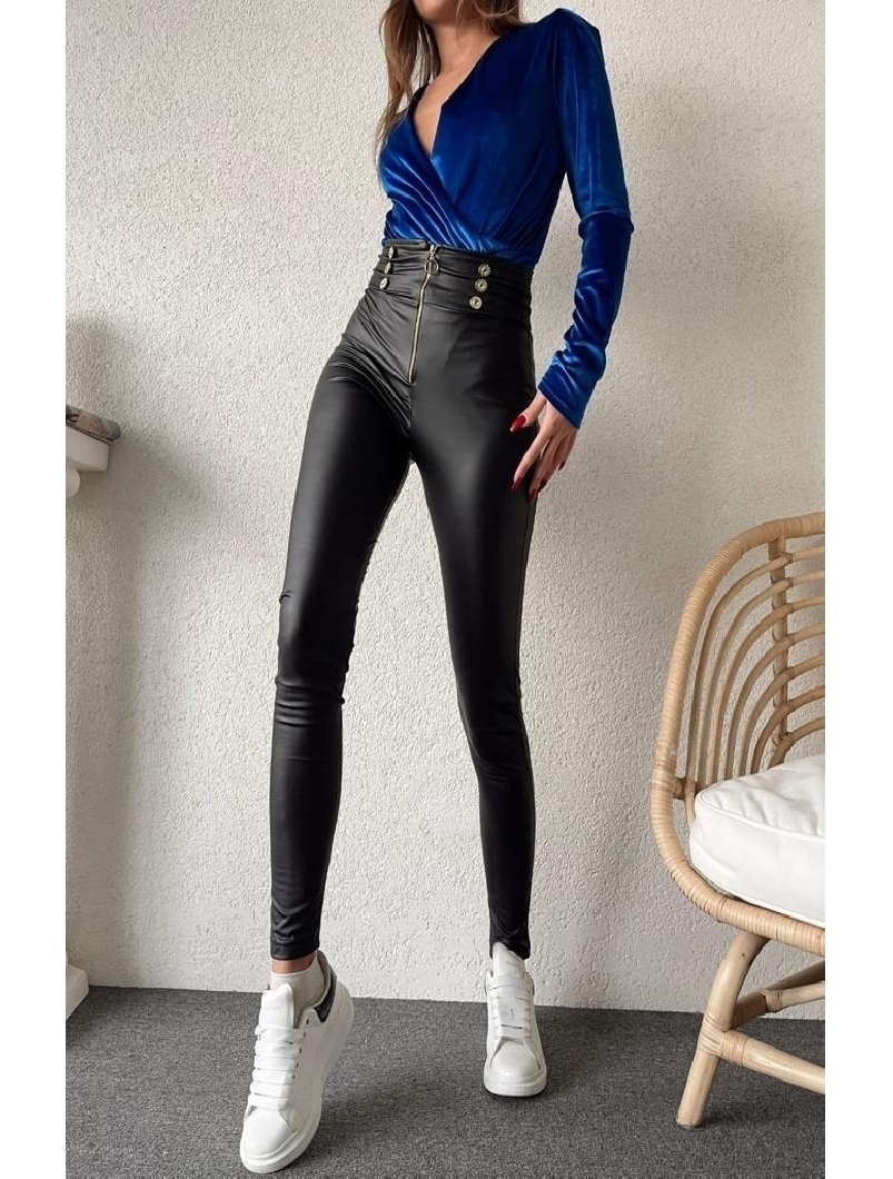 Pantaloni Dama Piele Ecologica Buttons