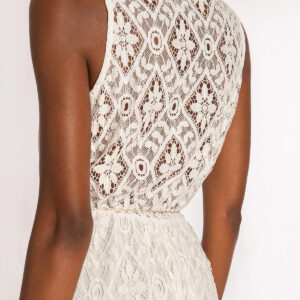 Rochie asimetrica cu dantela Dya alb