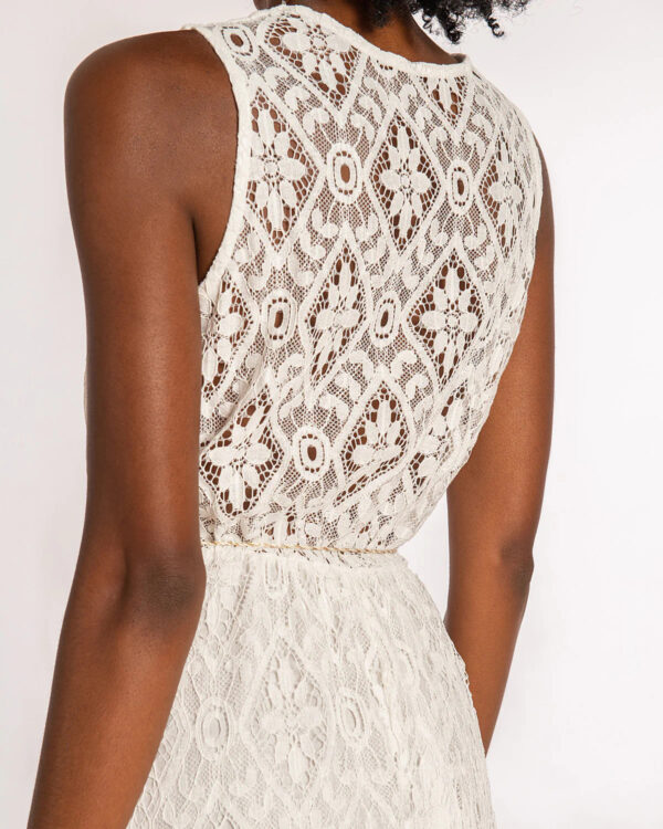 Rochie asimetrica cu dantela Dya alb