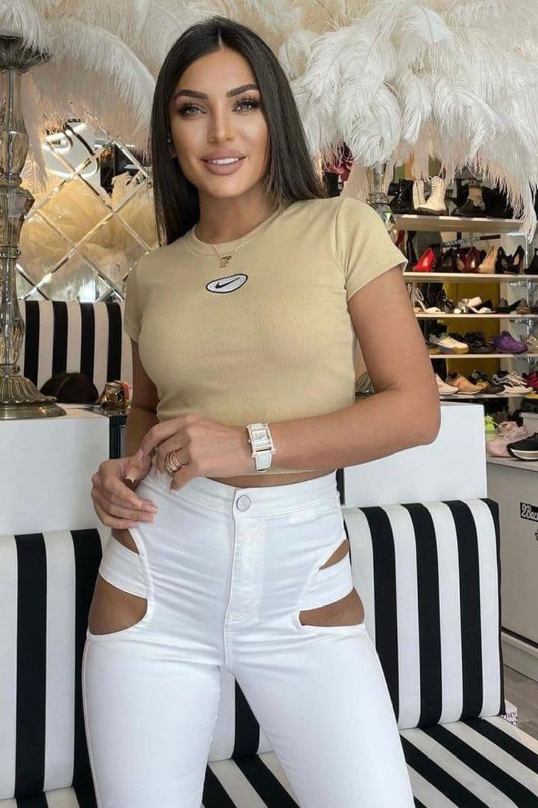 Blugi dama skinny Rianna alb