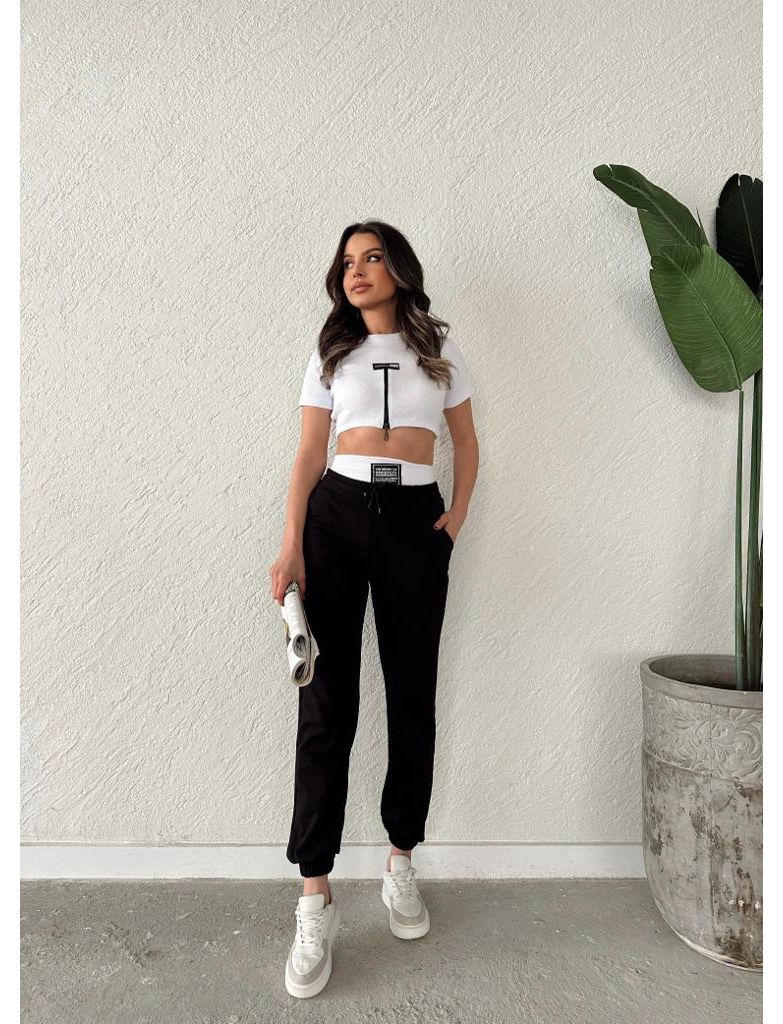 Compleu casual dama 3 piese Vag alb-negru