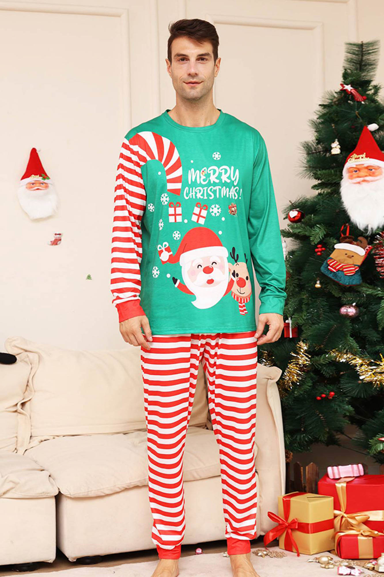 Pijama barbat motive Craciun CandyCane