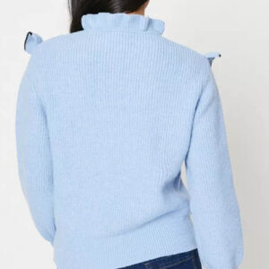 Pulover dama cu fundita Claire bleu