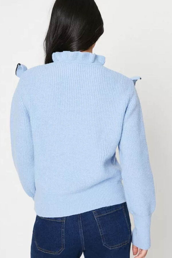 Pulover dama cu fundita Claire bleu
