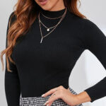 Bluza dama casual cu guler scurt Maria negru