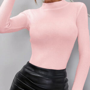 Bluza dama casual cu guler scurt Maria roz pudra