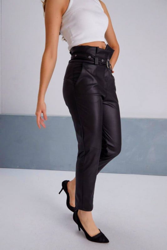 Pantaloni casual dama cu curea Ailyn