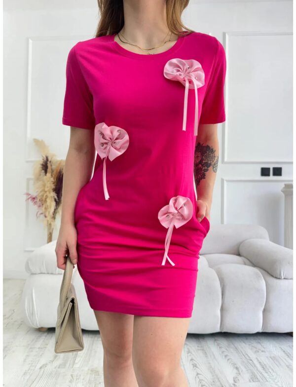 Rochie dama casual cu buzunare Flowers ciclam