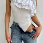 Body dama ShoulderPuff alb