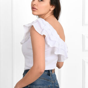 Body dama ShoulderPuff alb