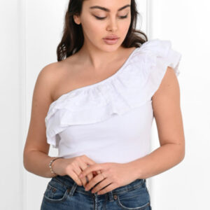 Body dama ShoulderPuff alb