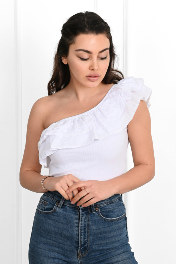 Body dama ShoulderPuff alb
