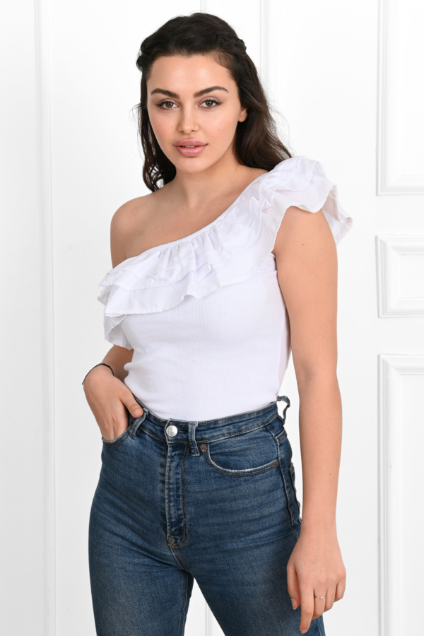 Body dama ShoulderPuff alb