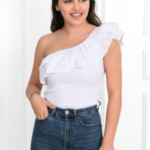 Body dama ShoulderPuff alb