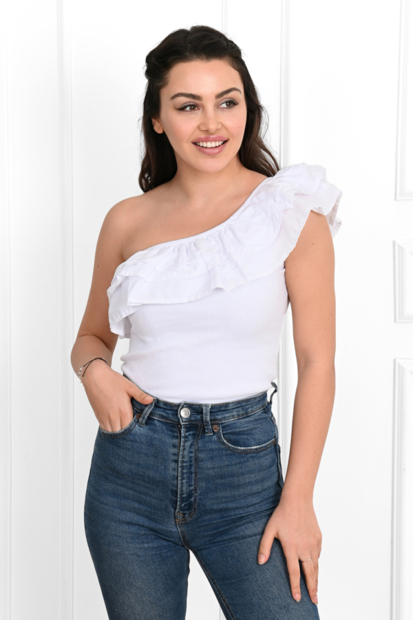 Body dama ShoulderPuff alb