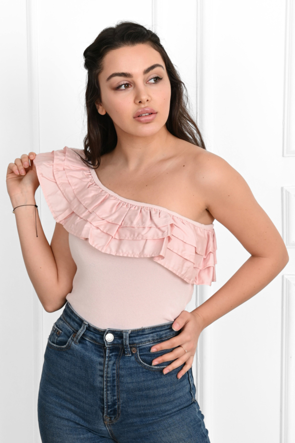 Body dama ShoulderPuff roz pudra