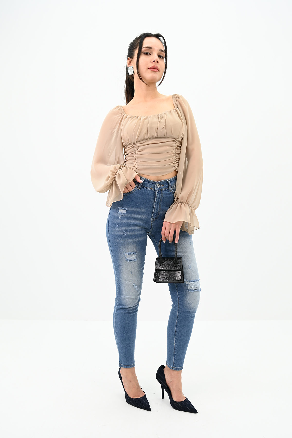 Bluza dama cu maneci voal Anita bej