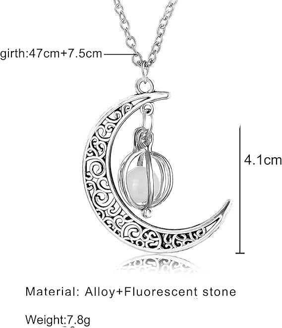 Colier dama Shiny Moon - Glow in the dark