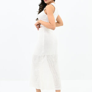 Compleu casual dama 2 piese tricot Jamilla alb