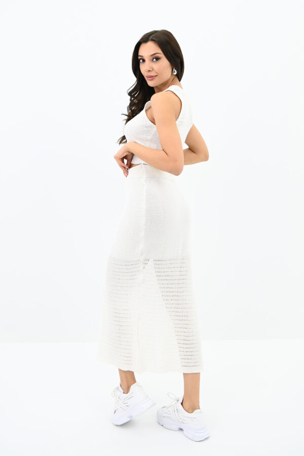 Compleu casual dama 2 piese tricot Jamilla alb