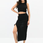 Compleu casual dama 2 piese tricot Jamilla negru