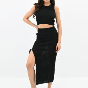 Compleu casual dama 2 piese tricot Jamilla negru