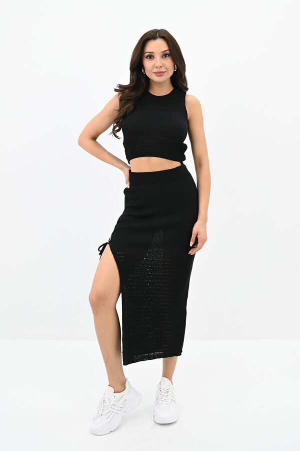Compleu casual dama 2 piese tricot Jamilla negru