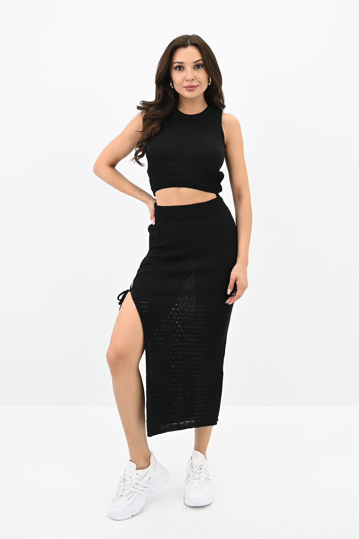 Compleu casual dama 2 piese tricot Jamilla negru