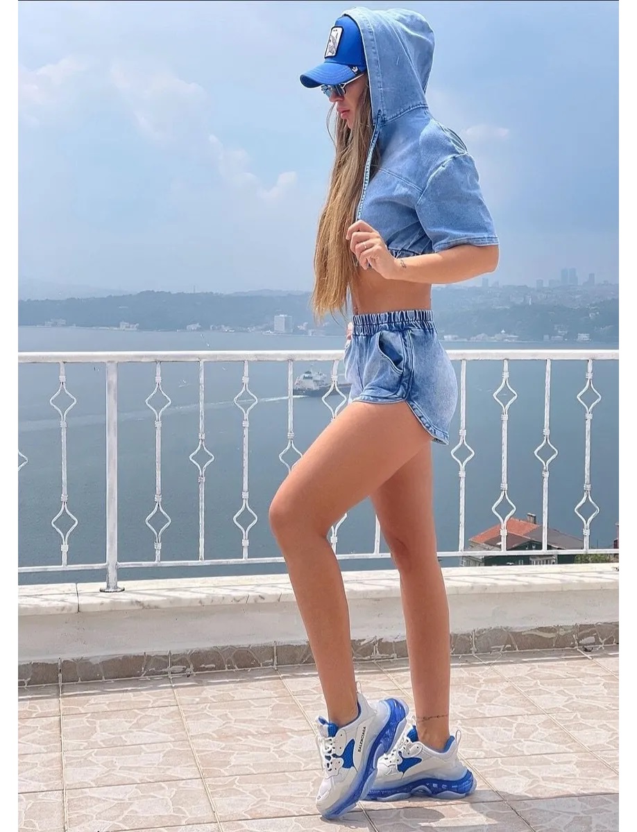 Compleu dama 2 piese denim Sunny Blue