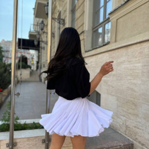 Fustă din poplin crep cu volane vaporoase alba