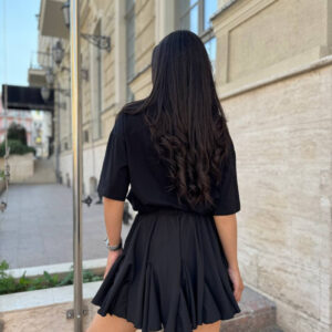 Fustă din poplin crep cu volane vaporoase neagra