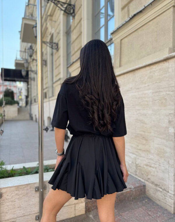 Fustă din poplin crep cu volane vaporoase neagra