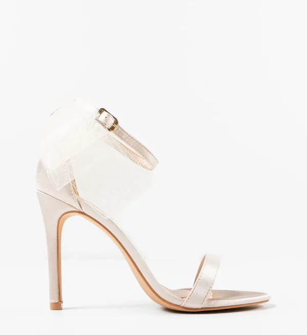 Sandale dama elegante cu toc subtire Roxom bej
