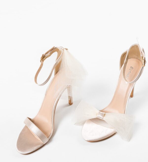 Sandale dama elegante cu toc subtire Roxom bej
