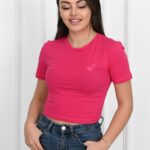 Tricou dama casual Little Hearts fucsia