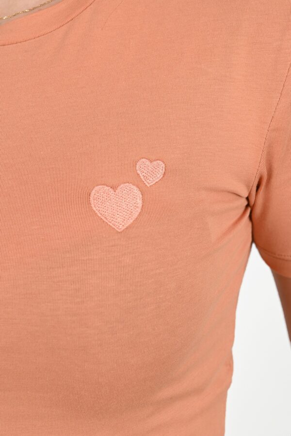 Tricou dama casual Little Hearts piersica