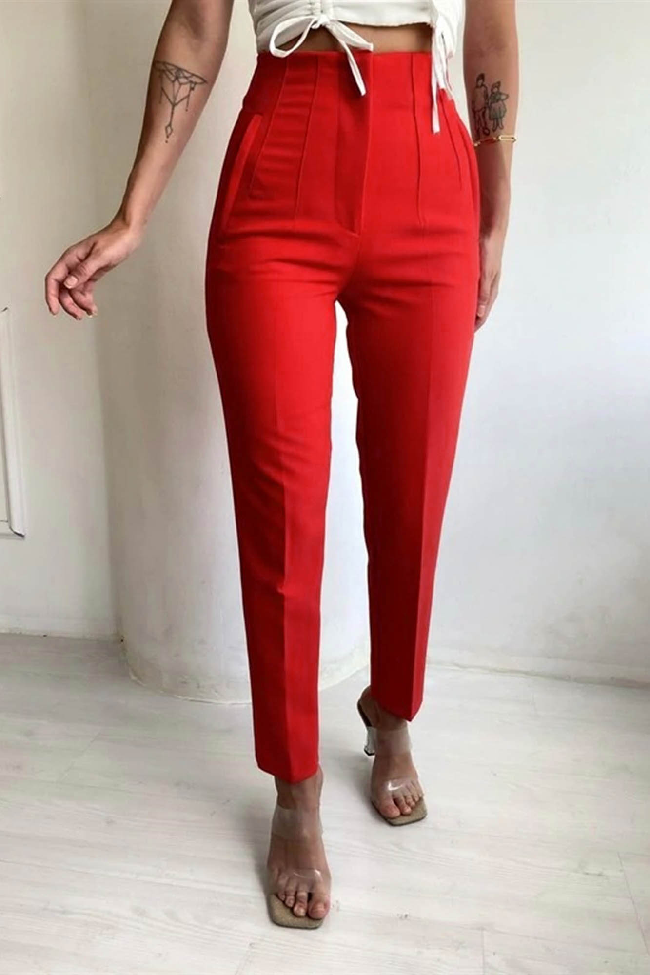Pantaloni dama office Melinka rosu