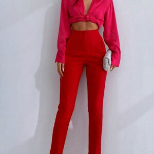 Pantaloni dama office Melinka rosu