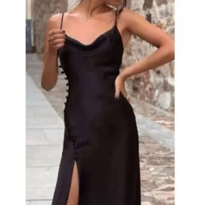 Rochie dama satinata Sofia Negru