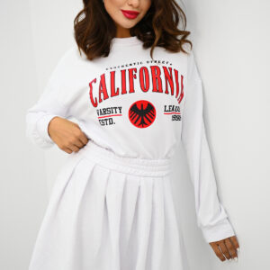 Compleu dama cu fusta California alb