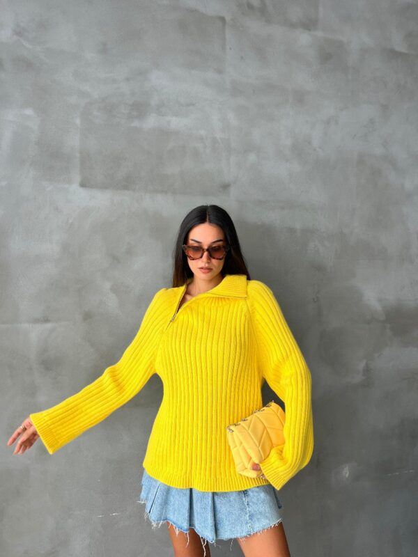 Pulover dama casual SideZip galben
