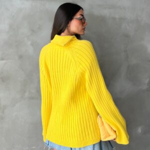 Pulover dama casual SideZip galben