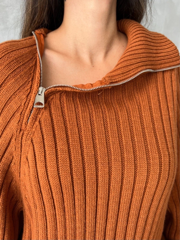 Pulover dama casual SideZip maro