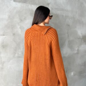 Pulover dama casual SideZip maro