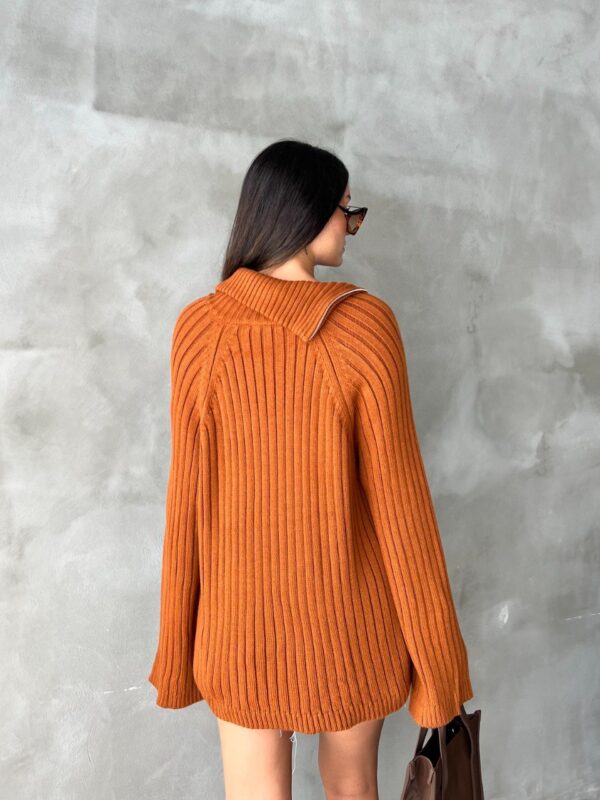 Pulover dama casual SideZip maro