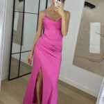 Rochie dama eleganta cu corset Giulia fucsia