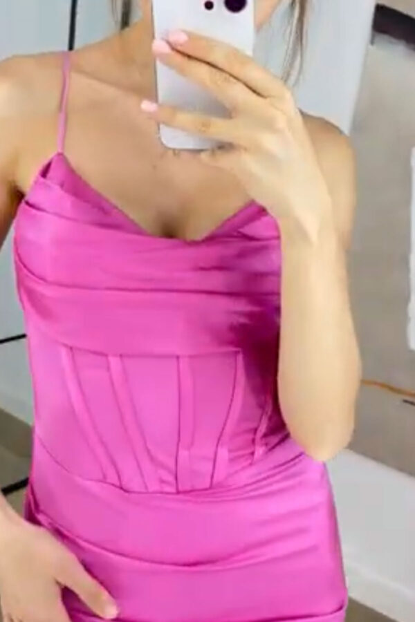 Rochie dama eleganta cu corset Giulia fucsia